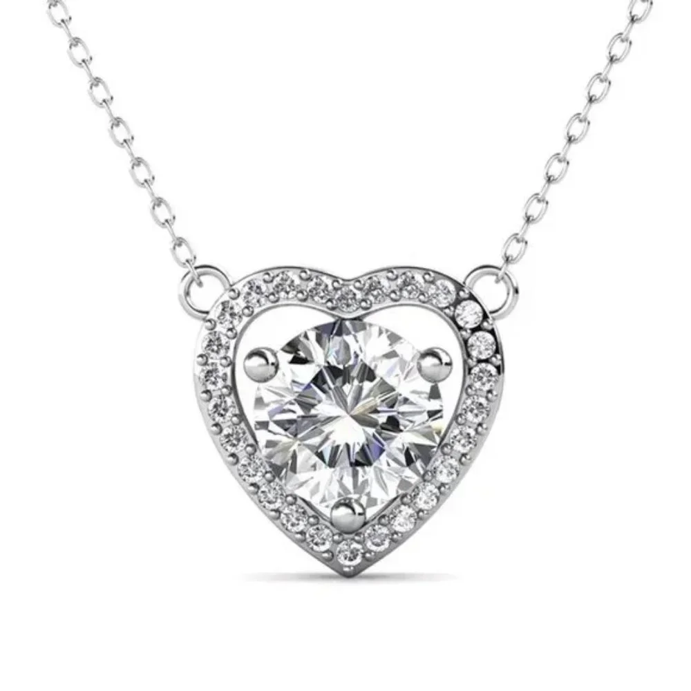 Certified 1ct. t.w. Moissanite Diamond Heart Necklace NEW